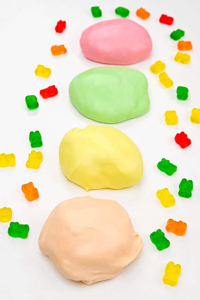 Edible Slime with Gummy Bears Colorful piles of gummy bear slime