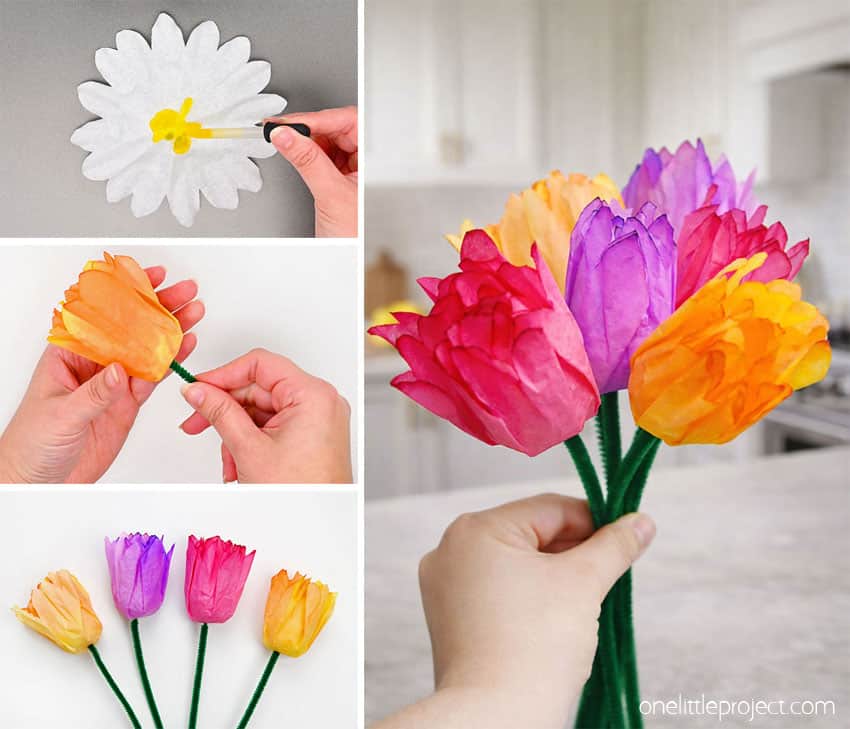 How to Make Coffee Filter Tulips DIY coffee filter tulips