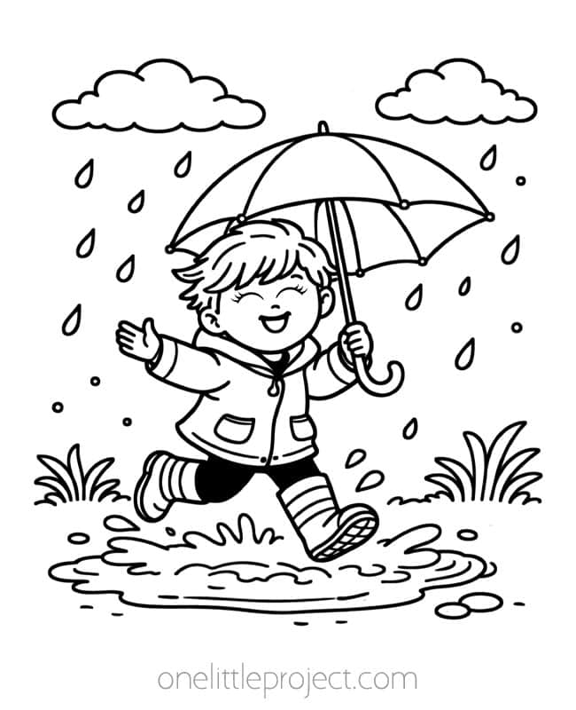 March Coloring Page March Coloring Page - playing in the rain