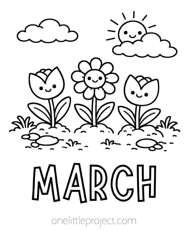 March Coloring Pages March Coloring Pages - cute flowers