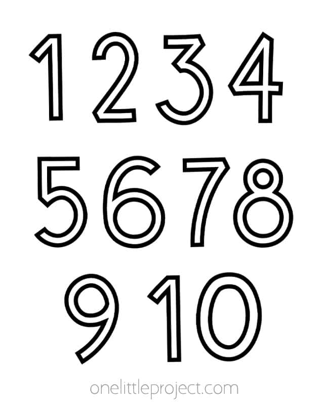 Preschool Number Coloring Pages Color numbers 1 through 10