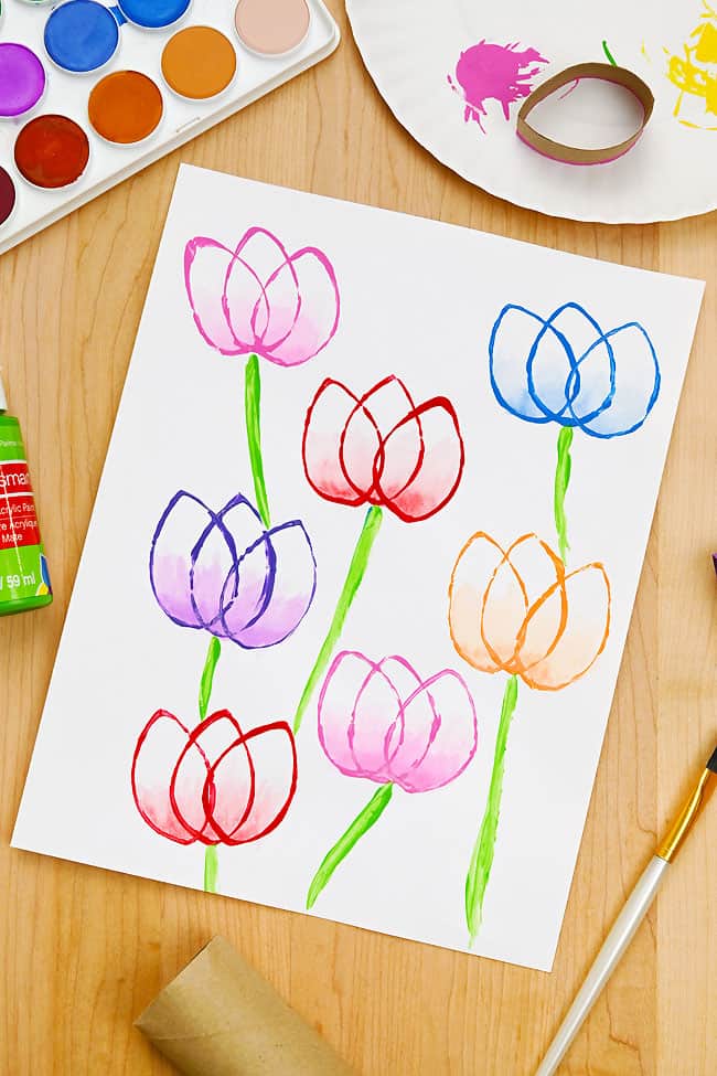 Paper Roll Tulip Painting Easy tulip stamping art project for kids