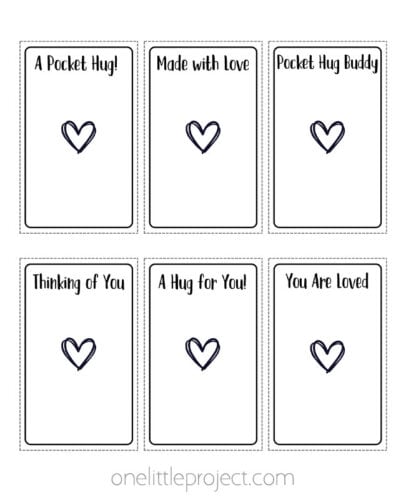 Pocket Hug Cards Printable pocket hug cards with titles