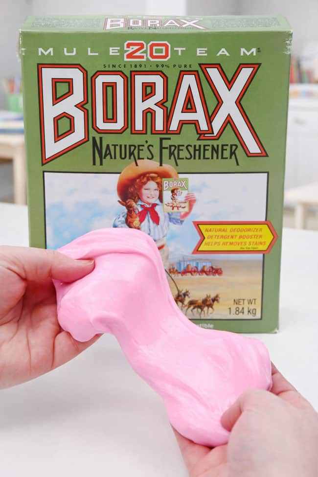 Borax Slime Activator Pink white glue slime made with borax