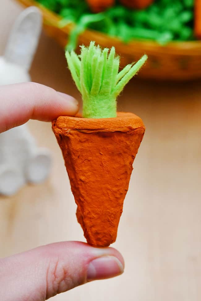 Egg Carton Easter Craft Close up on an egg carton carrot for Easter