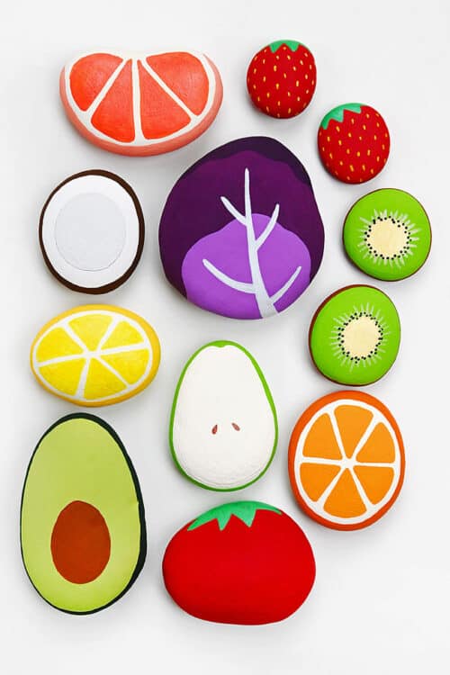 Fruit and Vegetable Painted Rocks – Easy Rock Painting Ideas
