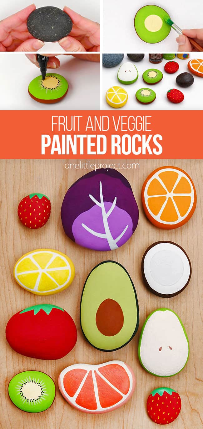 Fruit and Vegetable Painted Rocks – Easy Rock Painting Ideas