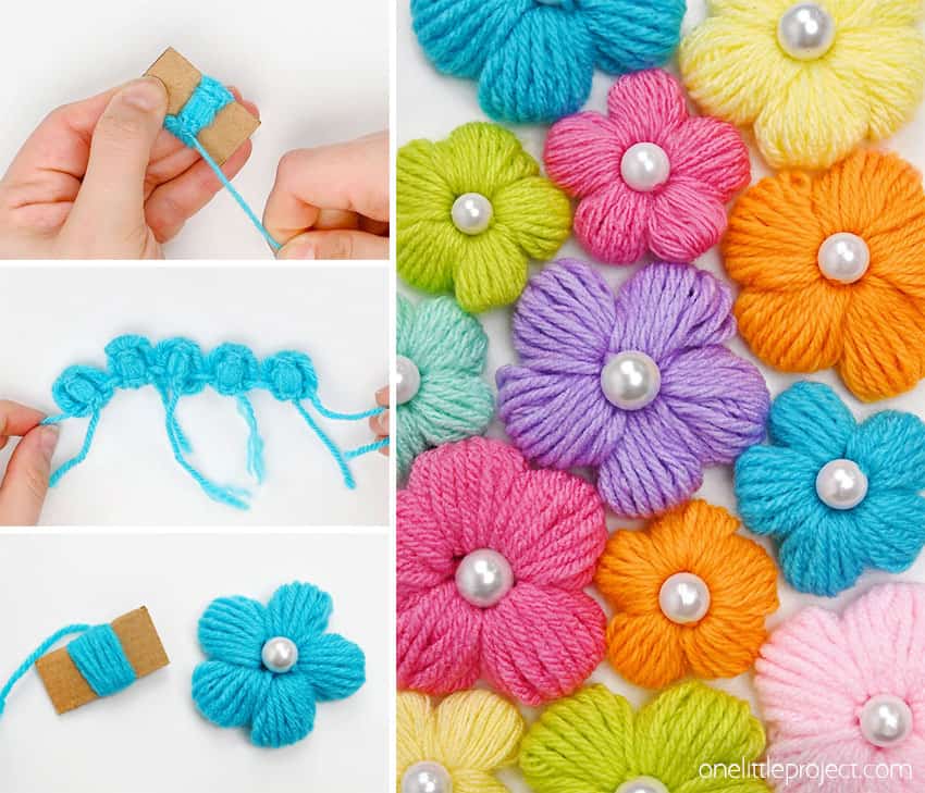 How to Make a Yarn Flower DIY yarn flowers
