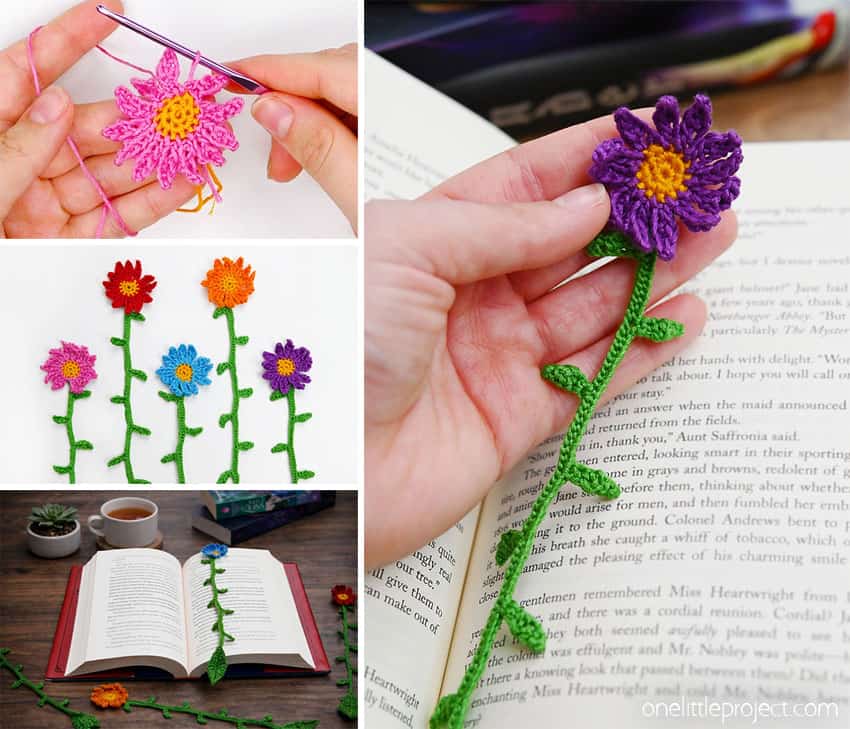 How to Make a Crochet Bookmark Pattern for a crochet flower bookmark