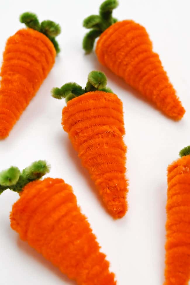 Pipe Cleaner Carrot Easter Craft Pipe cleaner carrot craft on a white background