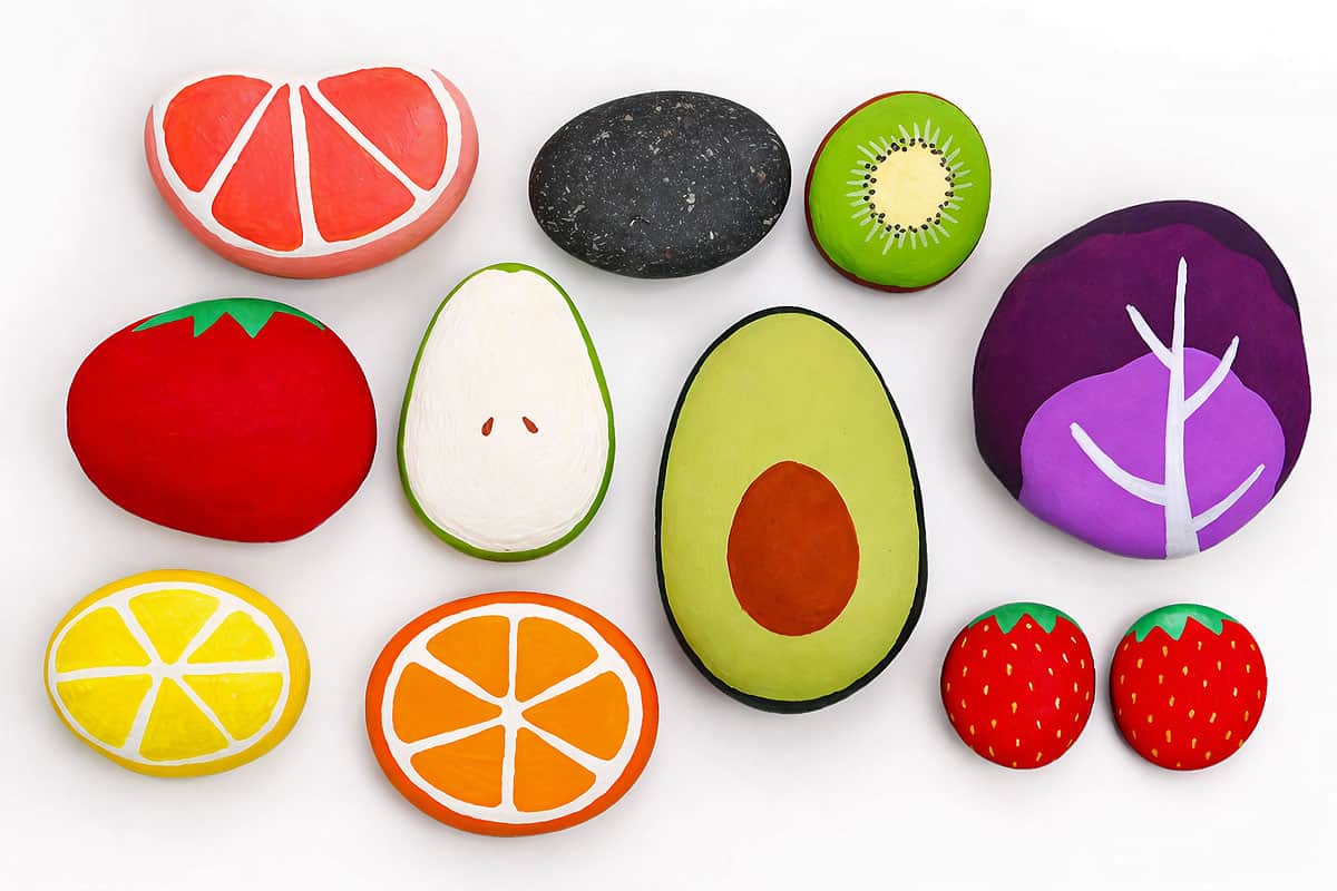 Fruit and Vegetable Painted Rocks