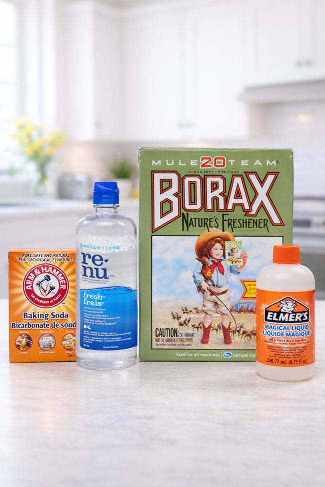 Slime Activator Comparison Comparing contact solution, Borax, and Elmer's Magical Liquid for making slime