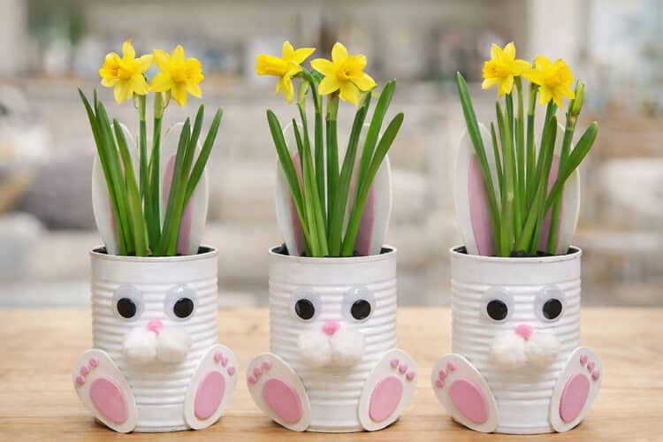 Bunny Tin Can Planters Tin can planter ideas for Easter