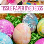 Easter eggs dyed with tissue paper