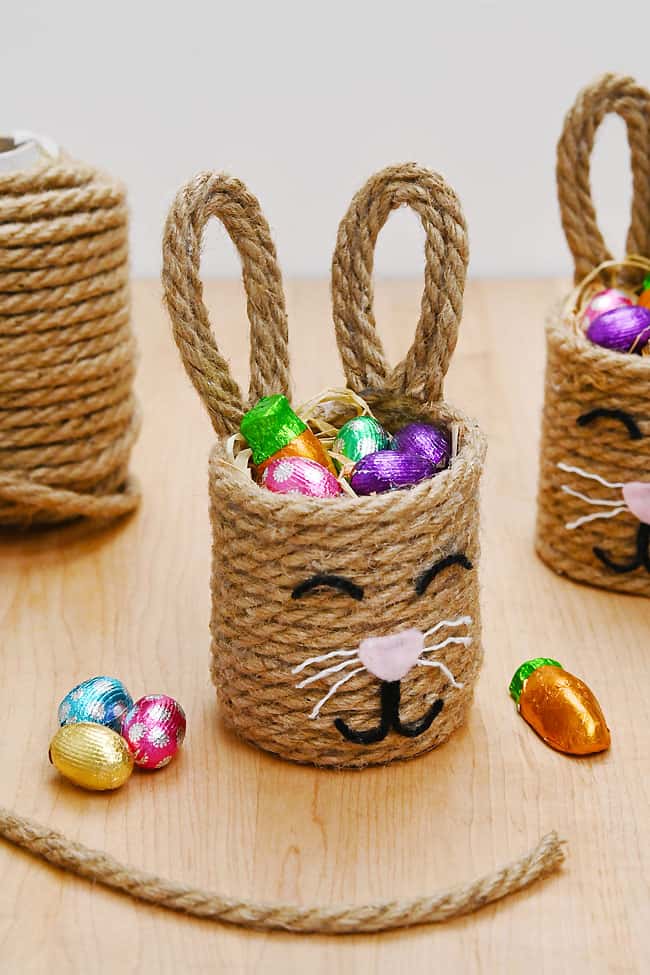 Cute bunny craft made with jute twine