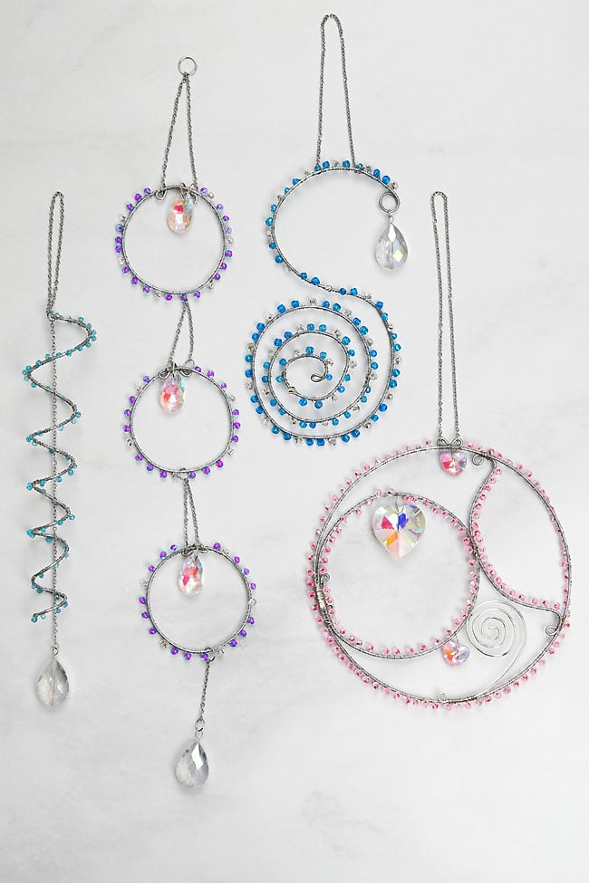 Beaded Wire Suncatchers Different styles of beaded wire suncatchers to make using the same basic technique