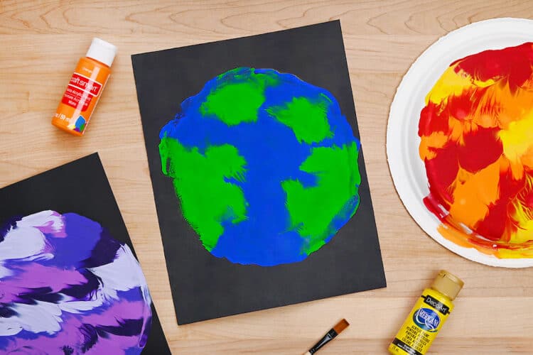 Planet Printmaking for Kids Earth Day planet craft