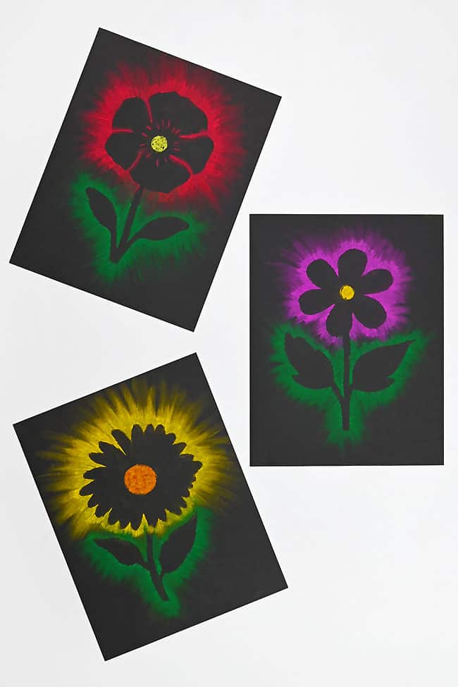 Easy Flower Chalk Art Chalk art silhouettes made with different colours and types of flowers