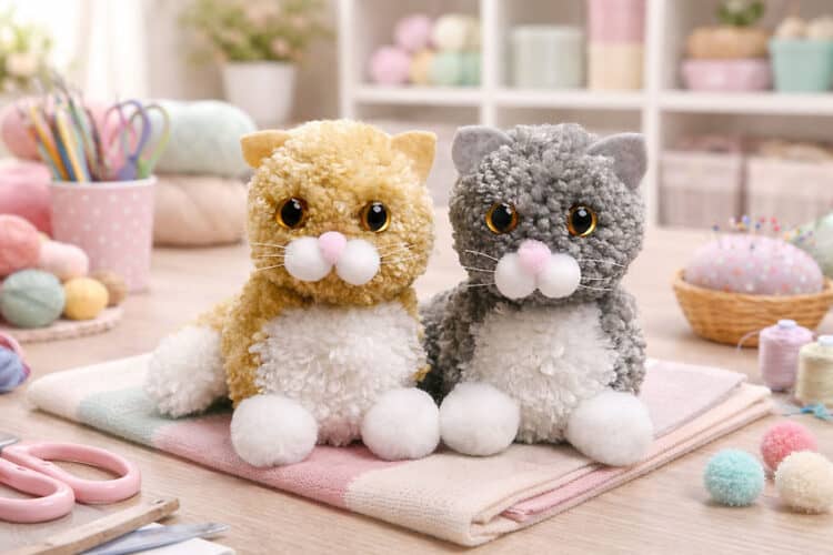 Pom Pom Cat Easy pom pom cat craft