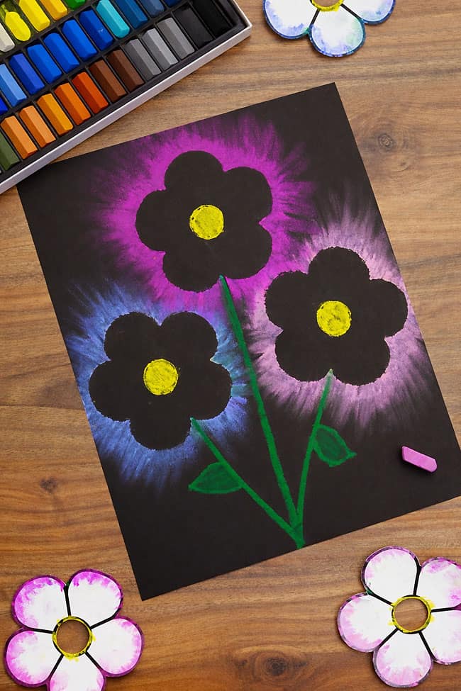 Flower Chalk Art Cute flower chalk art made with printable templates