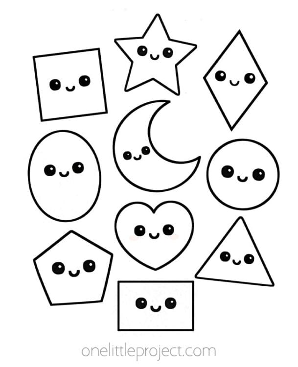 Random Shapes Color Pages Shapes Coloring Pages - Printable Shapes Color Sheets