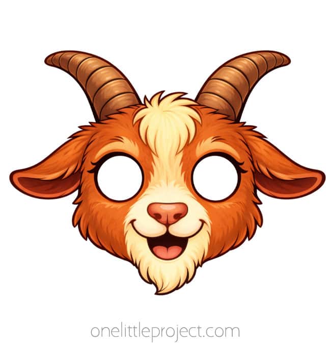 Goat Mask Printable Goat Mask Printable - red and cream with big horns