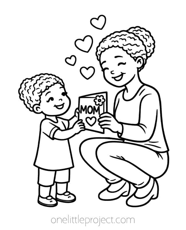Happy Mothers Day Color Page Happy Mothers Day Color Page - giving Mom a homemade card