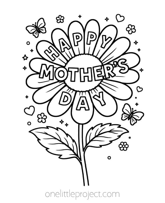 Happy Mothers Day Coloring Pages Happy Mothers Day Coloring Pages - flower with cute message for Mom
