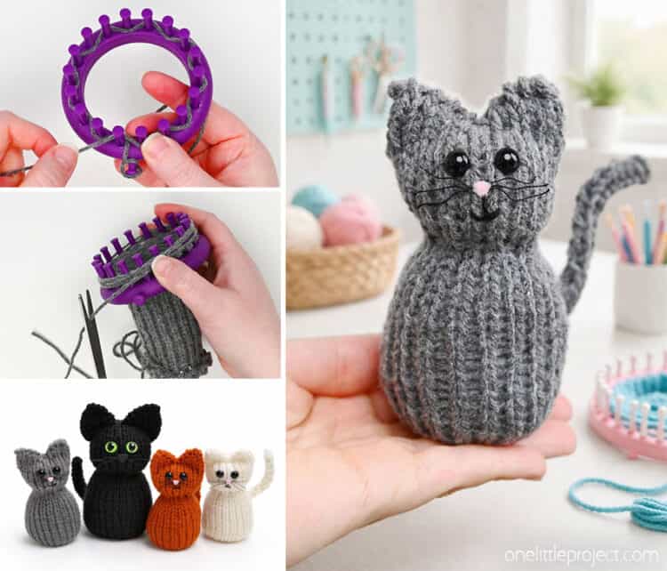 How to Make a Loom Knit Cat DIY loom knit cat pattern