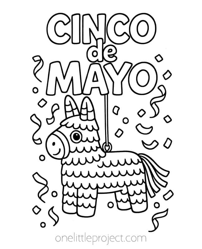 May Coloring Pages May Coloring Pages - pinata for Cinco de Mayo
