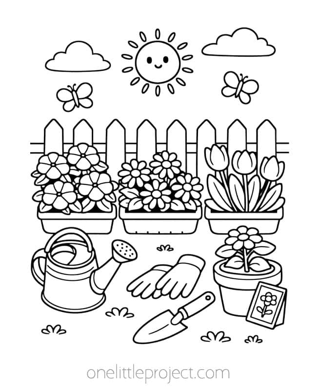 May Coloring Sheets May Coloring Sheets - planting flowers in the garden