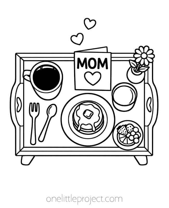 Mothers Day Coloring Pages Mothers Day Coloring Pages - breakfast in bed