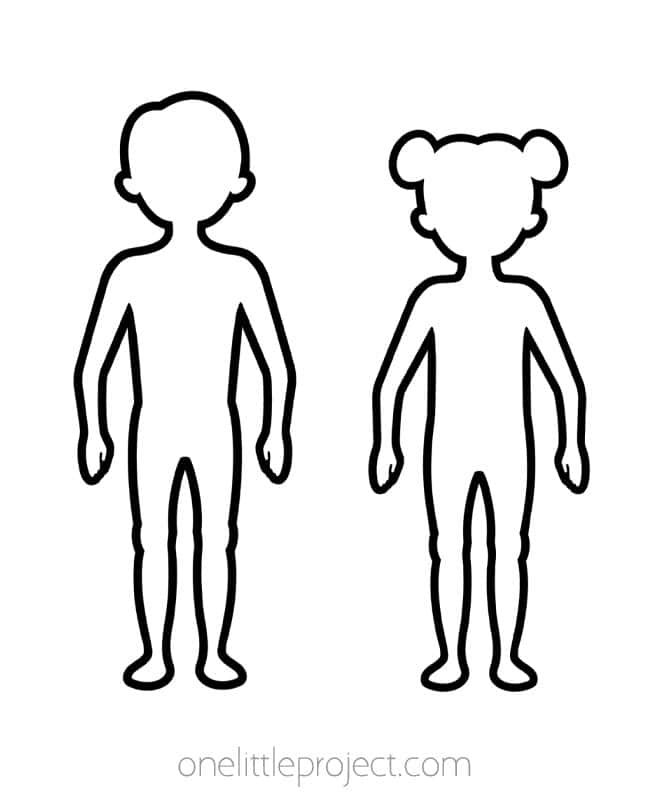 Outline of Child's Body Human outline of boy and girl kids