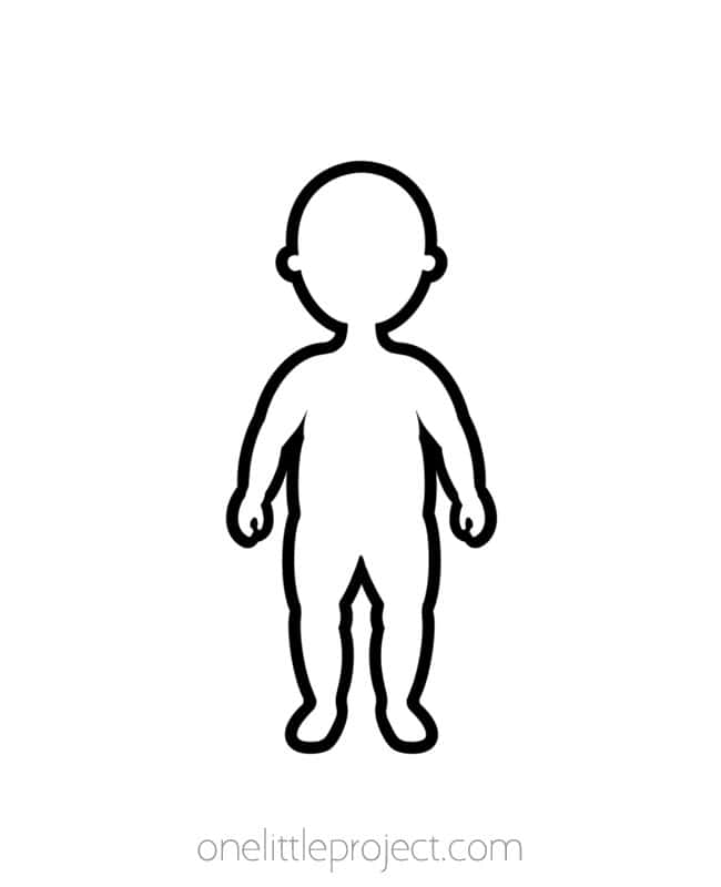 Outline of a Human Body Toddlers Blank outline of the human body toddler