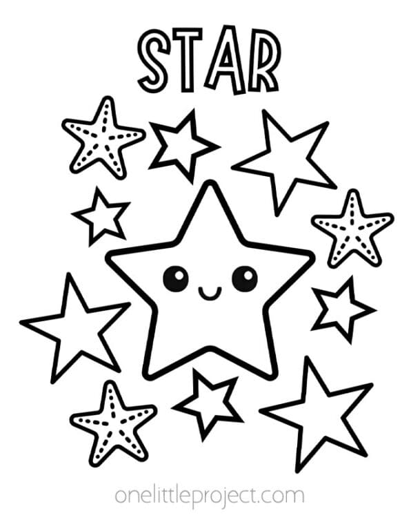 Star Shapes Color In Shapes Coloring Pages - Printable Shapes Color Sheets