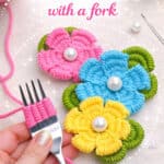 Yarn flowers with a fork
