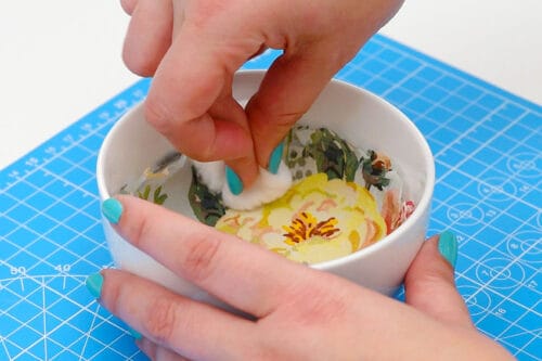 Patterned air dry clay bowls with napkin transfer