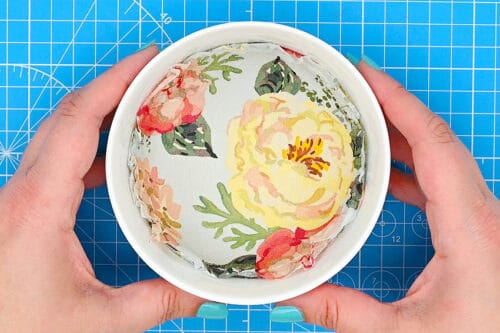 Patterned air dry clay bowls with napkin transfer