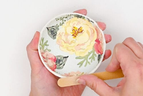Patterned air dry clay bowls with napkin transfer