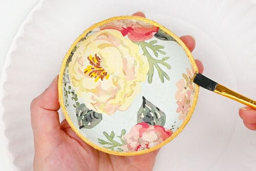 Patterned air dry clay bowls with napkin transfer