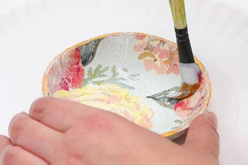 Patterned air dry clay bowls with napkin transfer