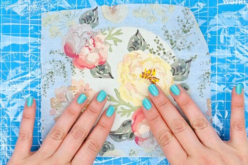 Patterned air dry clay bowls with napkin transfer