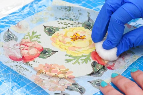 Patterned air dry clay bowls with napkin transfer