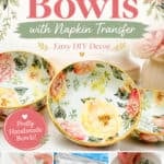 Decorating clay bowl with patterned napkin