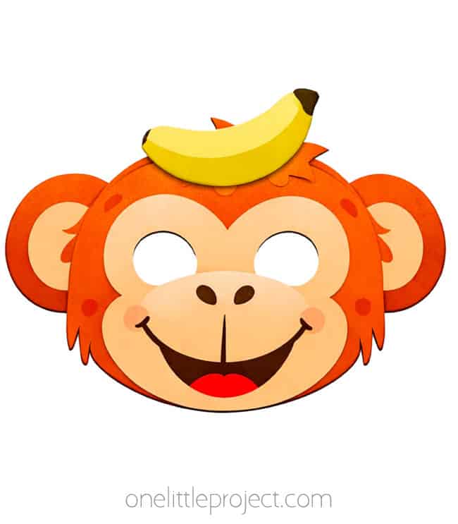 Monkey Mask Funny monkey mask with a banana on its head