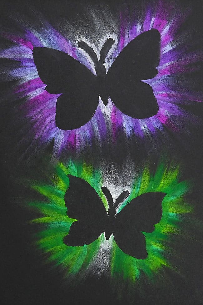 Butterfly Chalk Art Easy Chalk silhouette outlines of butterflies