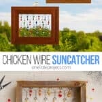 Chicken wire and bead suncatcher