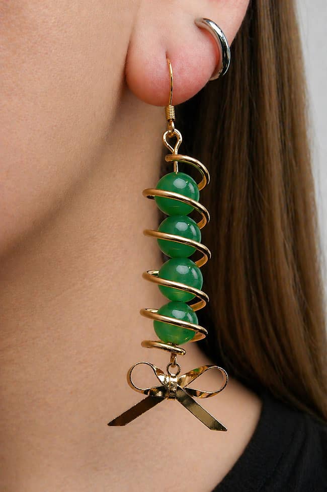 Easy Wire Wrap Earrings Wearing green aventurine wire wrap earrings