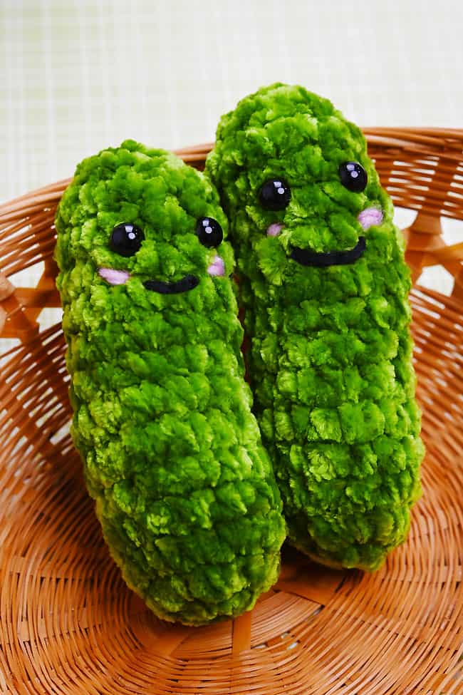 Emotional Support Pickle Crochet Pattern Emotional support pickles in a straw basket