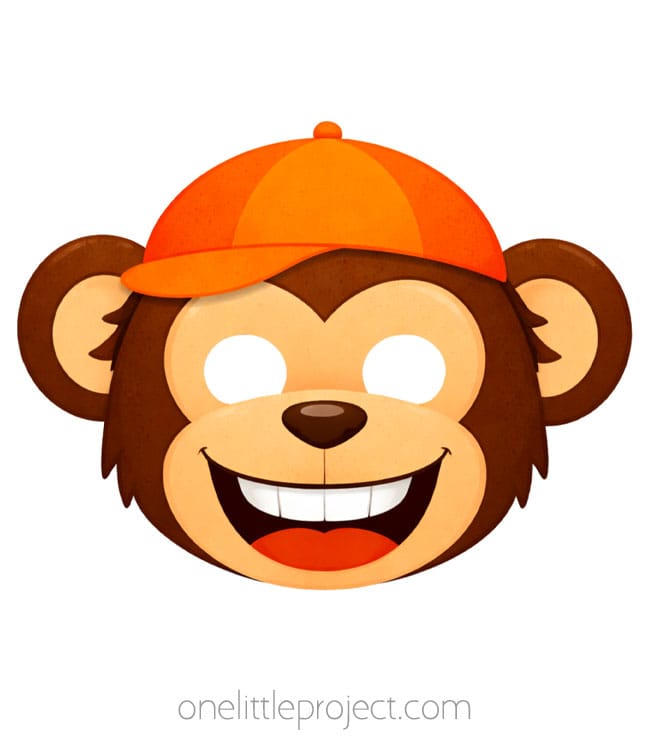 Monkey Mask Monkey mask wearing an orange baseball cap